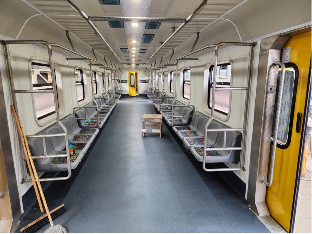 Recently refurbished Prasa Metro Rail Coach, with metal work procured from the Community.