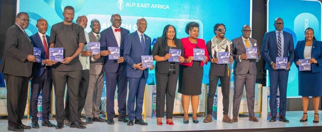 A group photo of stakeholders including EAC Secretary-General Veronica Nduva (8th from left) during the launch event.