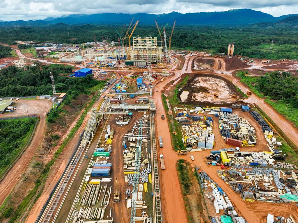 Aerial view of the ArcelorMittal - Liberia concentrator under construction at Mt. Tokadeh in Nimba County Liberia. Photo: ©ArcelorMittal